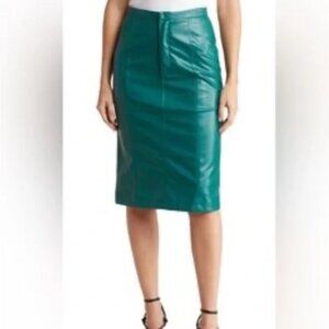 NWT NSR Faux Leather Pencil Skirt Nordstrom Green Size XS NEW